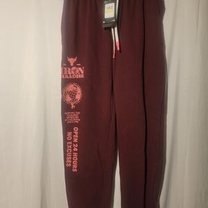 Under Armour Project Rock Jogger Pants Medium Mens Maroon Heavyweight Terry